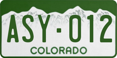 CO license plate ASY012