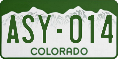 CO license plate ASY014