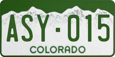 CO license plate ASY015