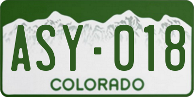 CO license plate ASY018