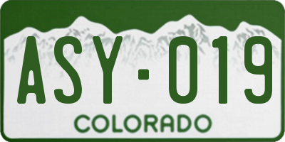 CO license plate ASY019