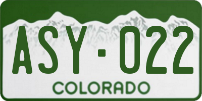 CO license plate ASY022