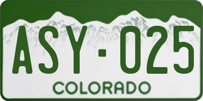 CO license plate ASY025