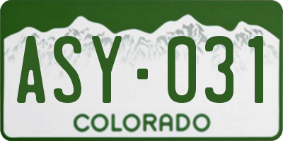 CO license plate ASY031