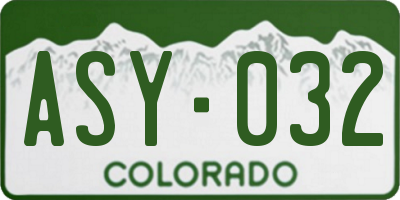CO license plate ASY032