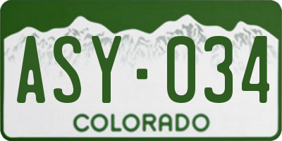 CO license plate ASY034