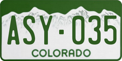CO license plate ASY035