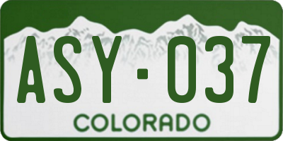 CO license plate ASY037