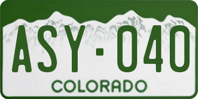 CO license plate ASY040
