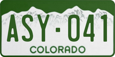 CO license plate ASY041
