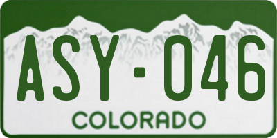CO license plate ASY046