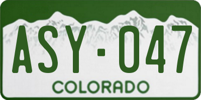 CO license plate ASY047