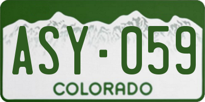 CO license plate ASY059