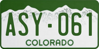 CO license plate ASY061