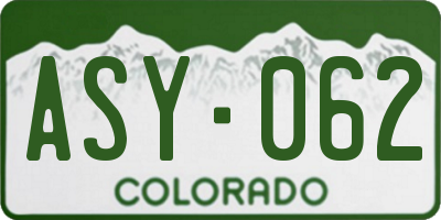 CO license plate ASY062