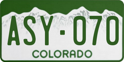 CO license plate ASY070