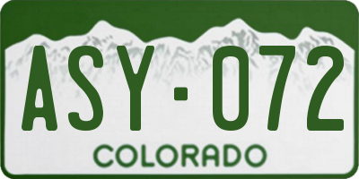 CO license plate ASY072