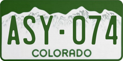 CO license plate ASY074