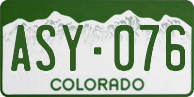 CO license plate ASY076