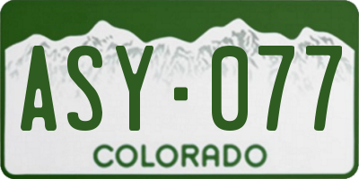 CO license plate ASY077