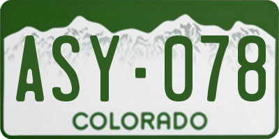 CO license plate ASY078