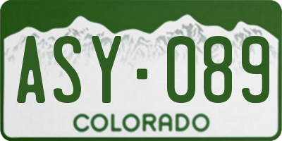 CO license plate ASY089