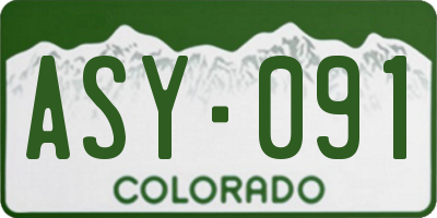 CO license plate ASY091