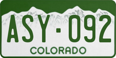 CO license plate ASY092