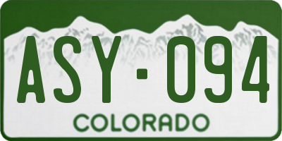 CO license plate ASY094