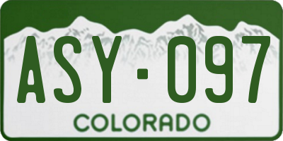 CO license plate ASY097