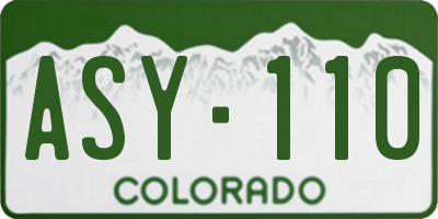 CO license plate ASY110
