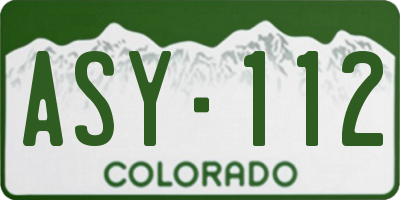 CO license plate ASY112