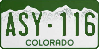 CO license plate ASY116