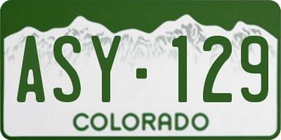 CO license plate ASY129