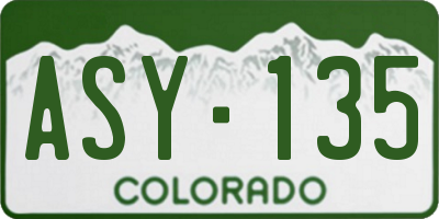 CO license plate ASY135