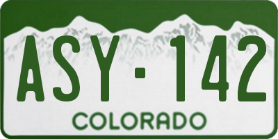 CO license plate ASY142
