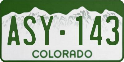 CO license plate ASY143