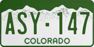 CO license plate ASY147