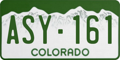 CO license plate ASY161