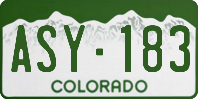 CO license plate ASY183