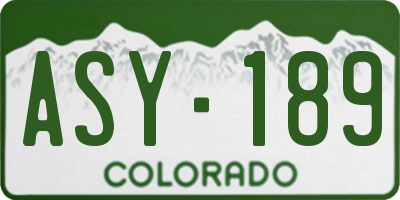 CO license plate ASY189