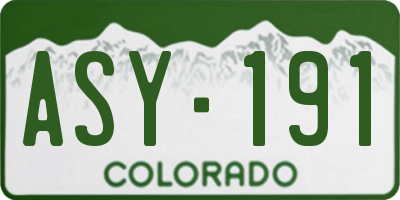 CO license plate ASY191