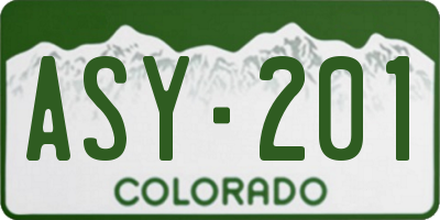 CO license plate ASY201