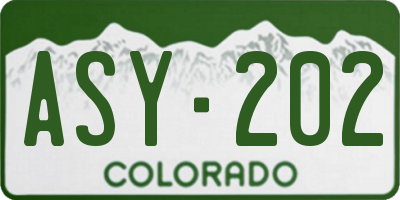 CO license plate ASY202
