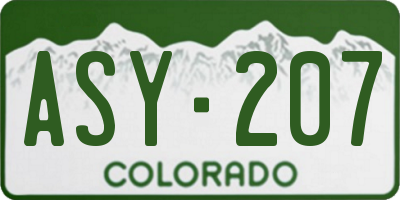 CO license plate ASY207