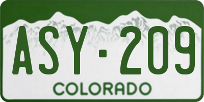 CO license plate ASY209