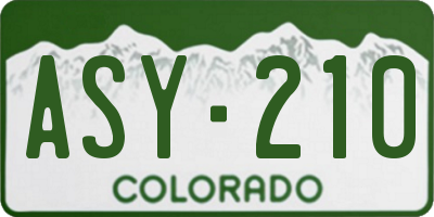 CO license plate ASY210