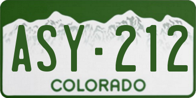 CO license plate ASY212