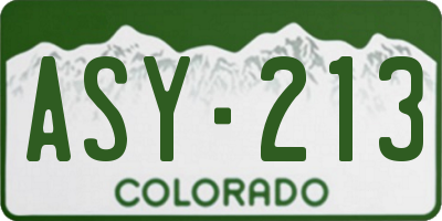 CO license plate ASY213