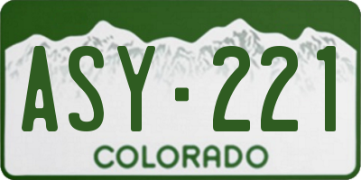 CO license plate ASY221